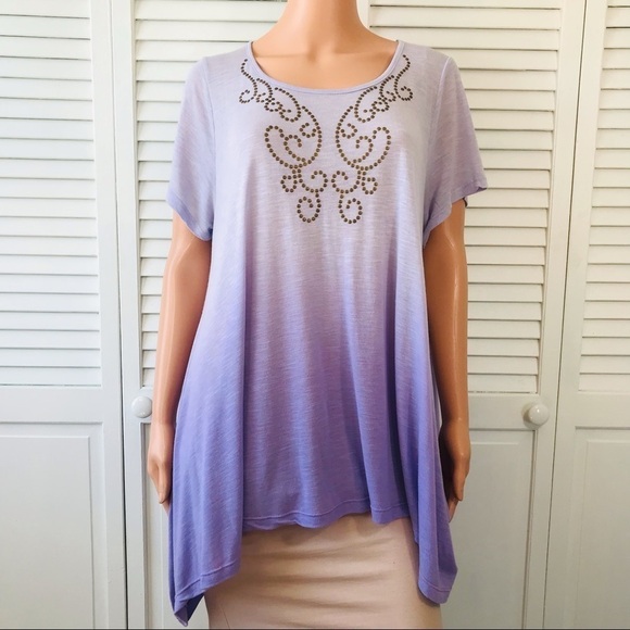 Unity World Wear Tops - 2/$50 UNITY Purple Ombré Short Sleeve Shirt Size 1X